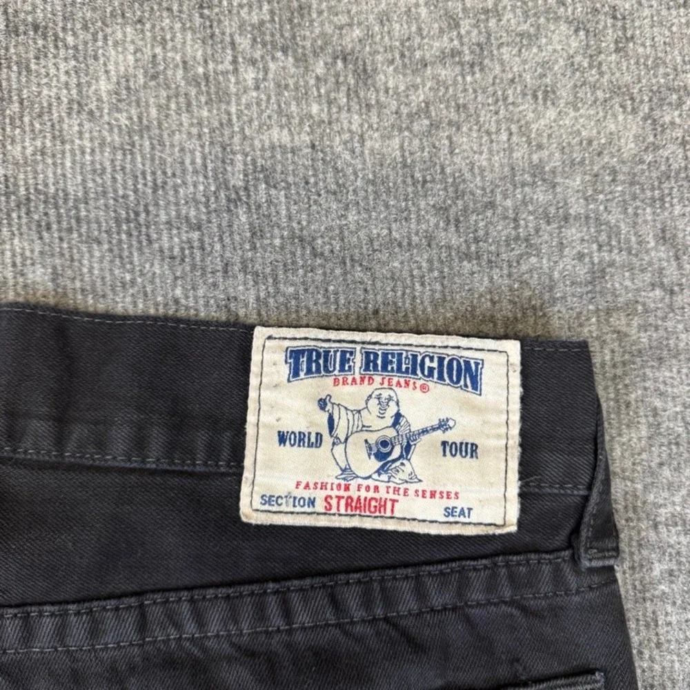 True Religion Mens Black Straight Leg Denim Jeans Size 33 RN112790 CA57414
